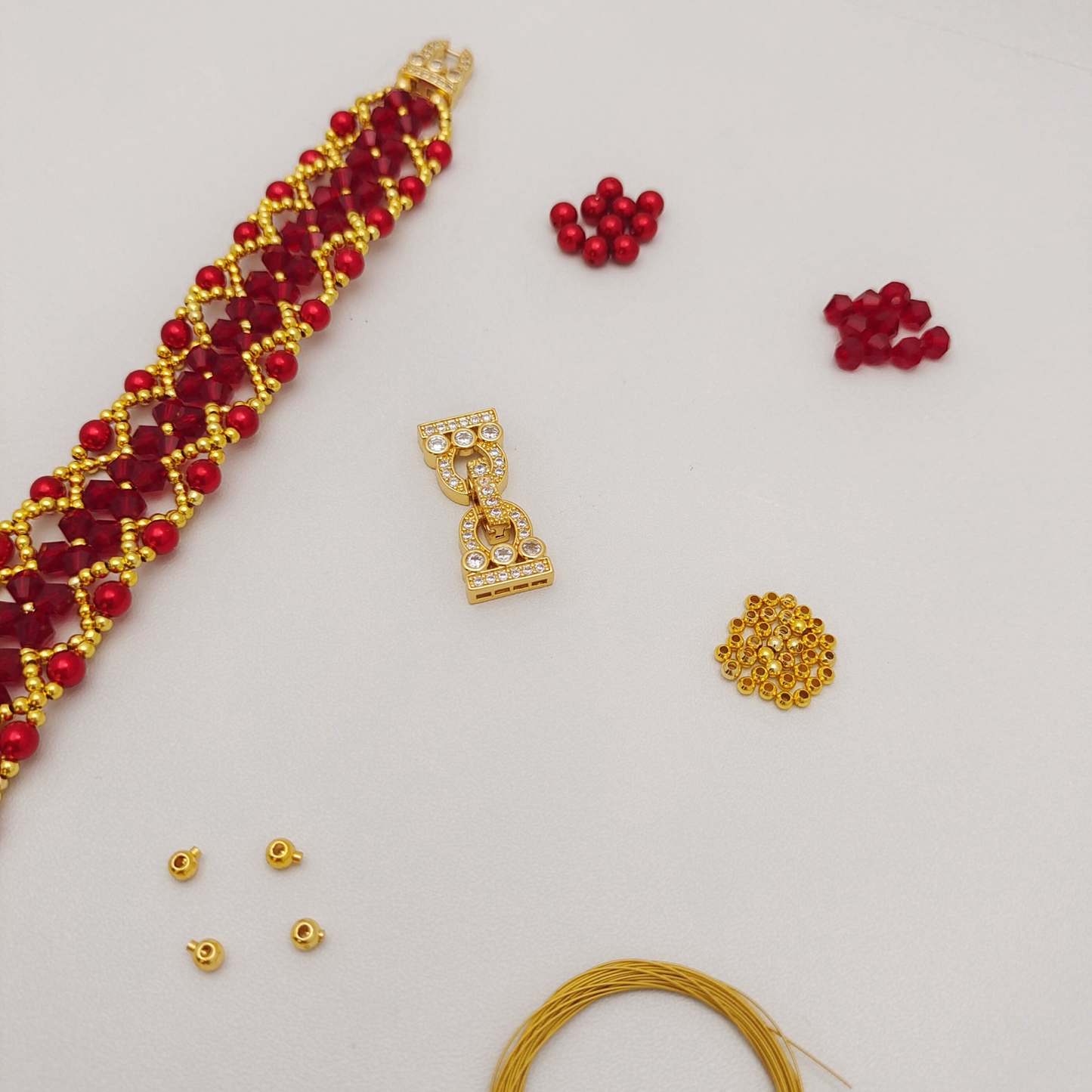 【No.97】DIY Kit – Exotic Charm Bracelet | Full Tutorial | Rhombus Beads & Pearls
