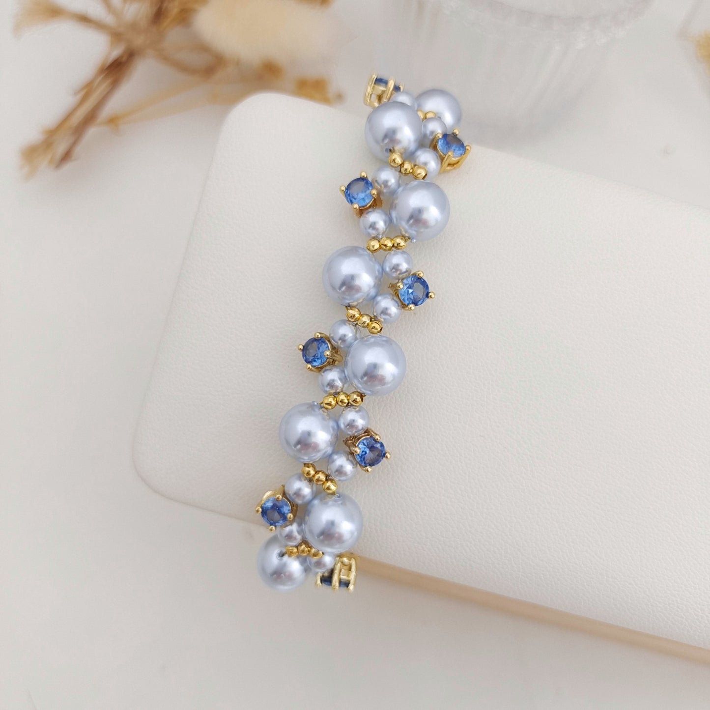 【No.148】Blue Mood Bracelet DIY Kit with Pearls & CZ | Full Tutorial Included | Gift for Monther's Day iFCraftorium