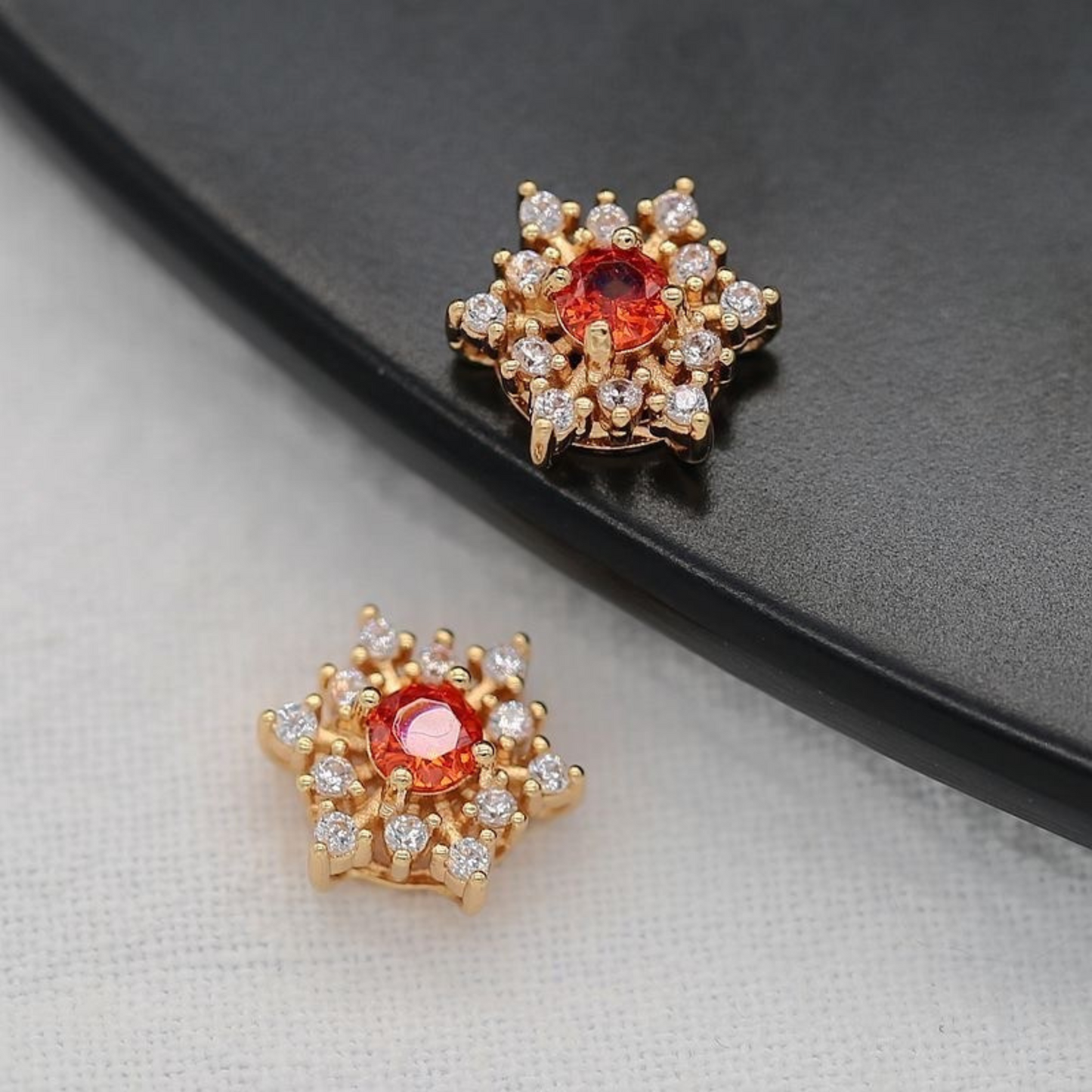 【S06】1PCS Hexagram CZ Spacer Beads – Sparkling 6-Point Star Beads, Gold/Silver-Plated, for DIY Bracelets & Jewelry Making