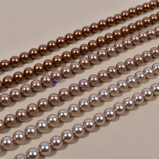 【P09】Imitation Swarovski Coffee Brown Glass Pearls – 2-8mm Round Beads | High Gloss Finish for DIY Jewelry