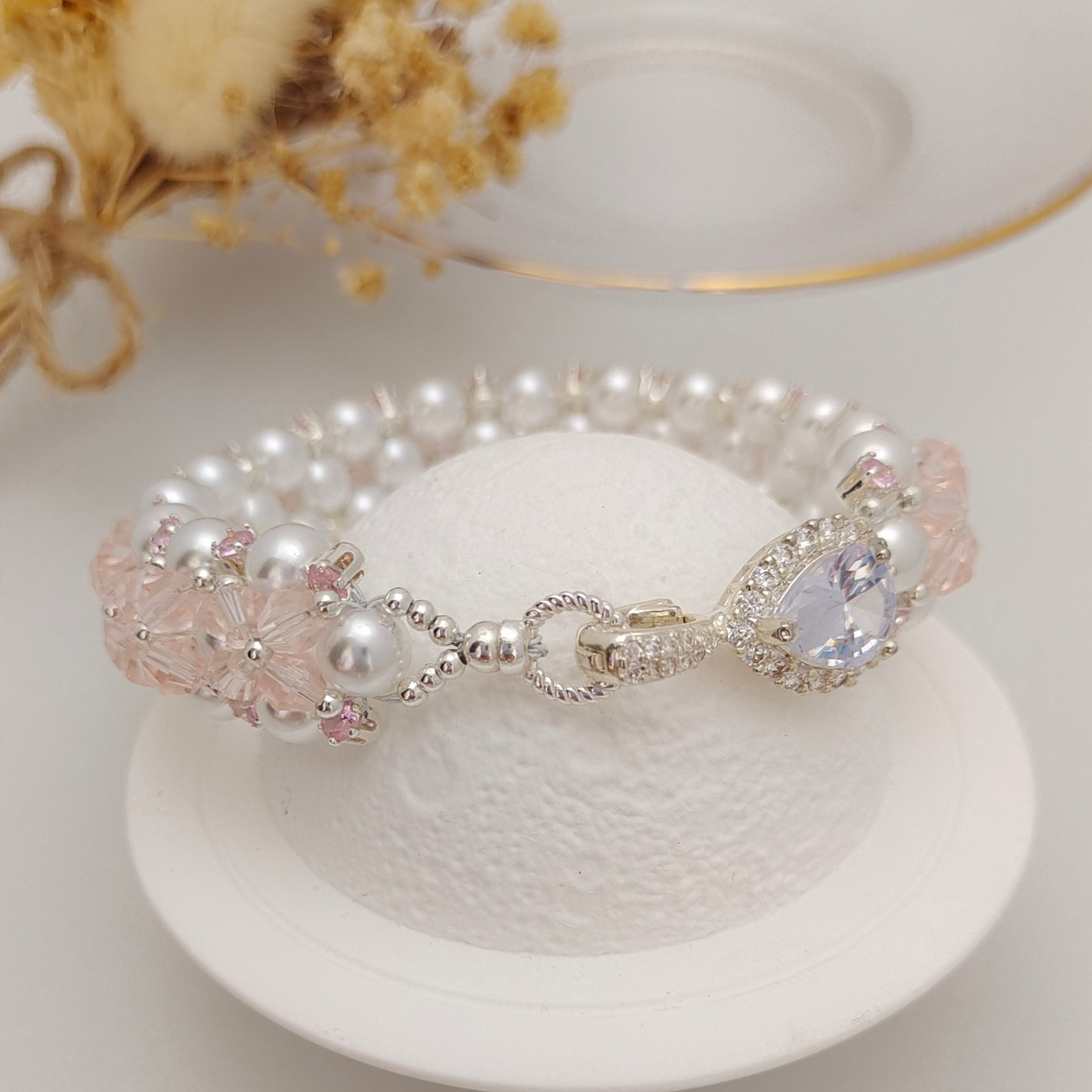 【No.79】 Tear of Mermaid DIY Bracelet Craft Kit – Pearls, Crystals, CZ & Full Tutorial Handmade Bracelet