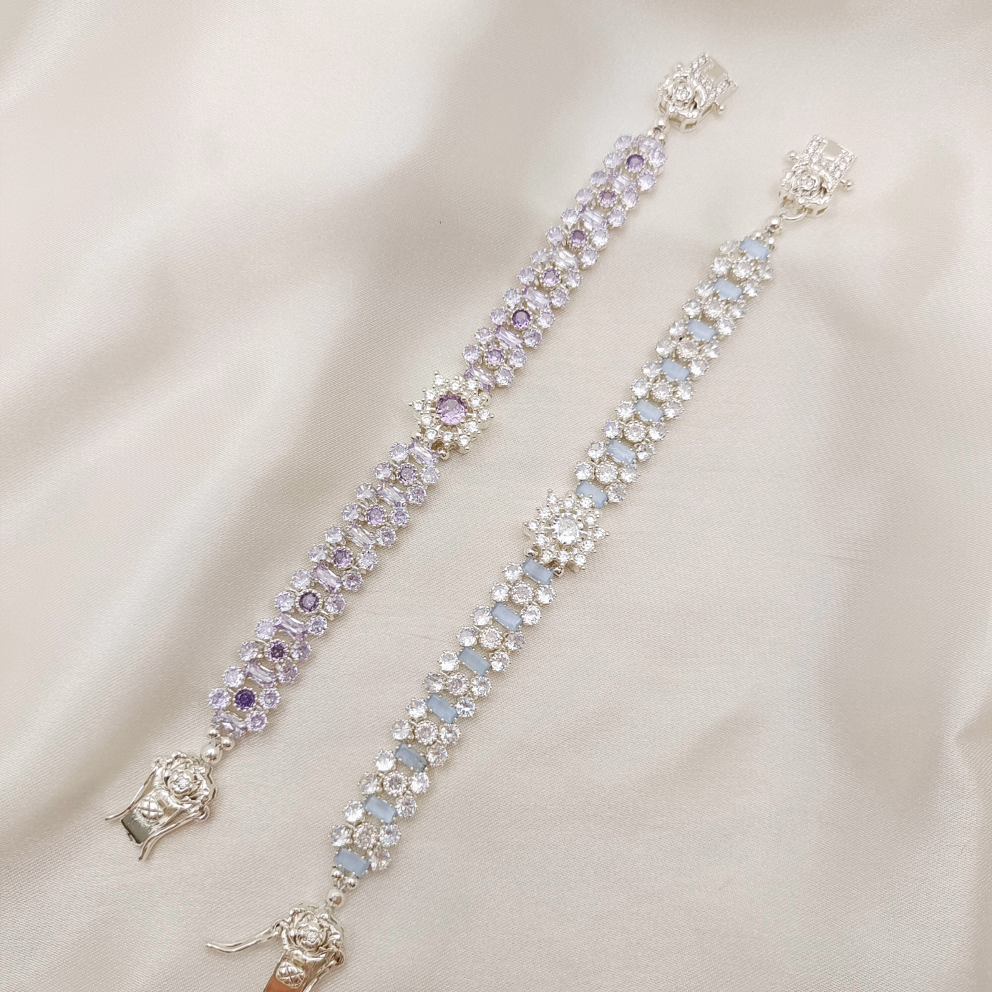 【No.49】 Handmade Bracelet – Starry Wishes with Snowflake Zircon & Crystal Beads DIY Jewelry Gift for Her