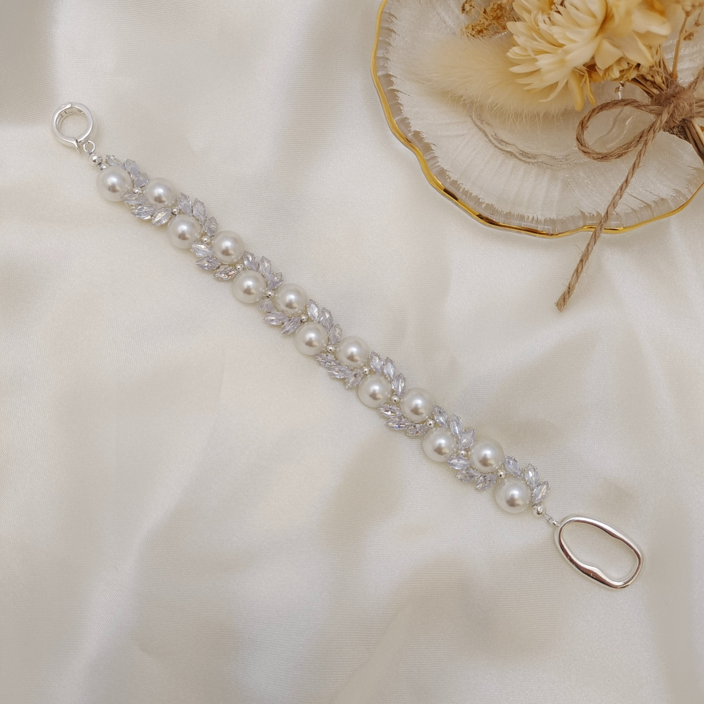 【No.52】 Angel’s Feather DIY Bracelet Craft Kit | Marquise Zircon & Pearl | Handmade Jewelry  Includes Tutorial
