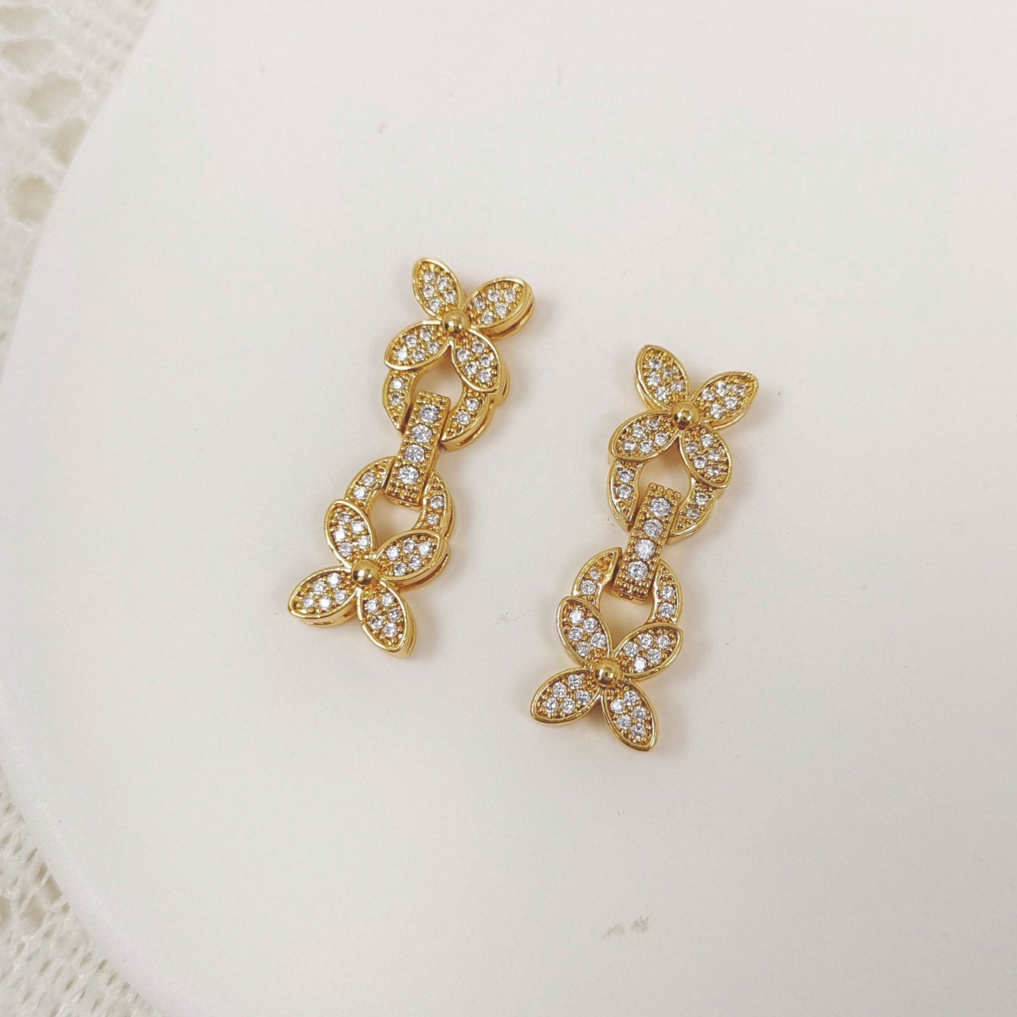 【B27】1PCS DIY Jewelry Findings – Butterfly Strap Clasp with Zircon | 18K Gold/Platinum Plated | Non-fading Beading Accessories iFCraftorium