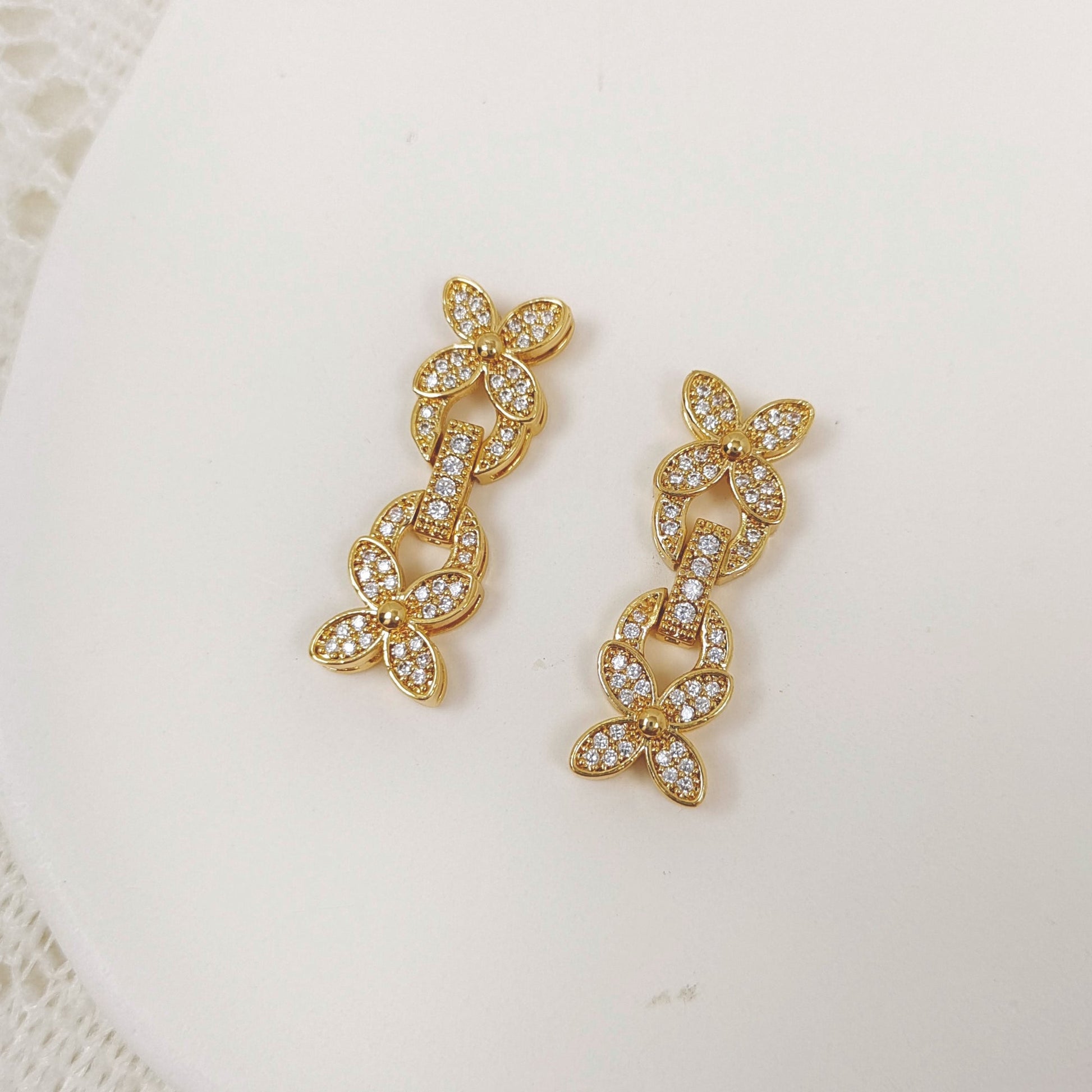 【B27】1PCS DIY Jewelry Findings – Butterfly Strap Clasp with Zircon | 18K Gold/Platinum Plated | Non-fading Beading Accessories iFCraftorium