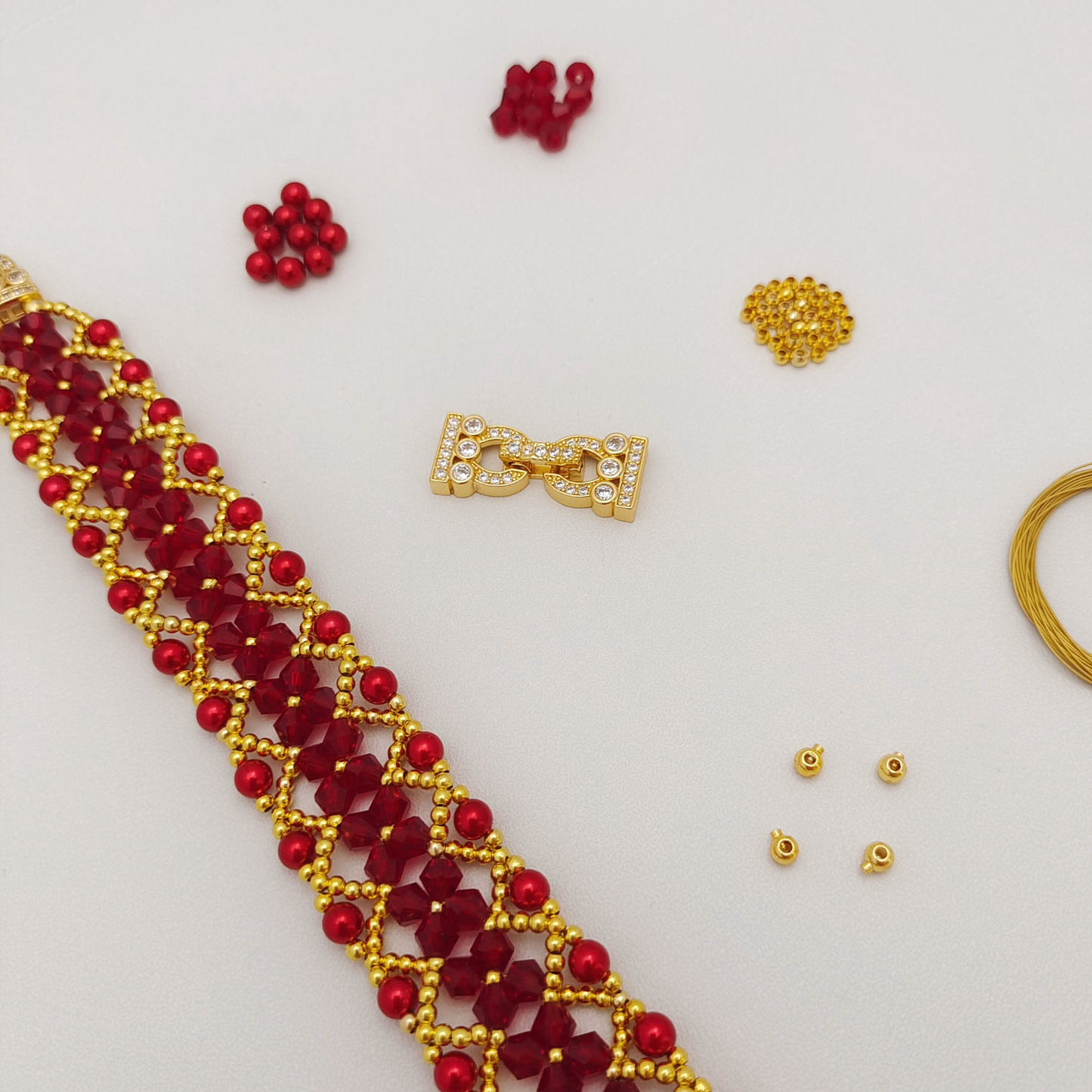 【No.97】DIY Kit – Exotic Charm Bracelet | Full Tutorial | Rhombus Beads & Pearls