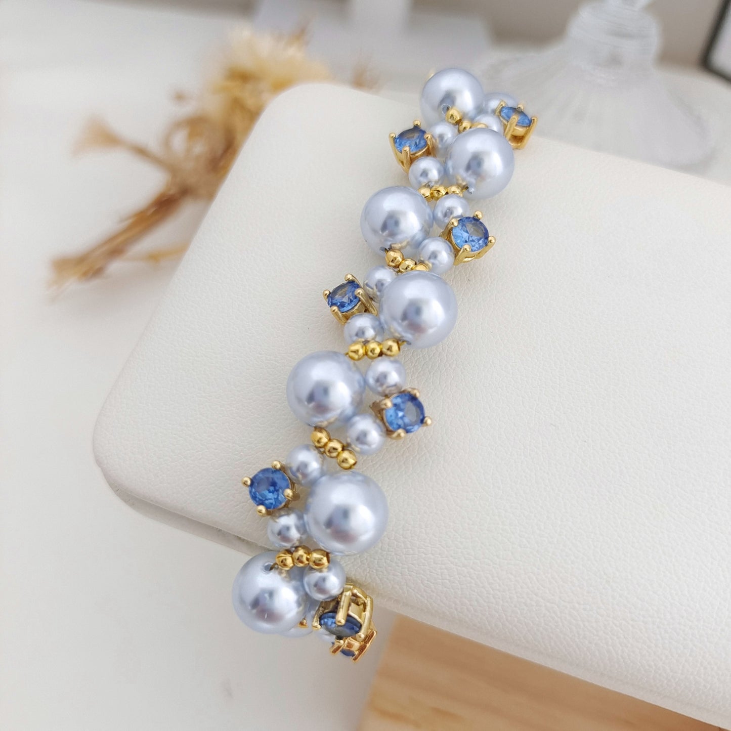 【No.148】Blue Mood Bracelet DIY Kit with Pearls & CZ | Full Tutorial Included | Gift for Monther's Day iFCraftorium