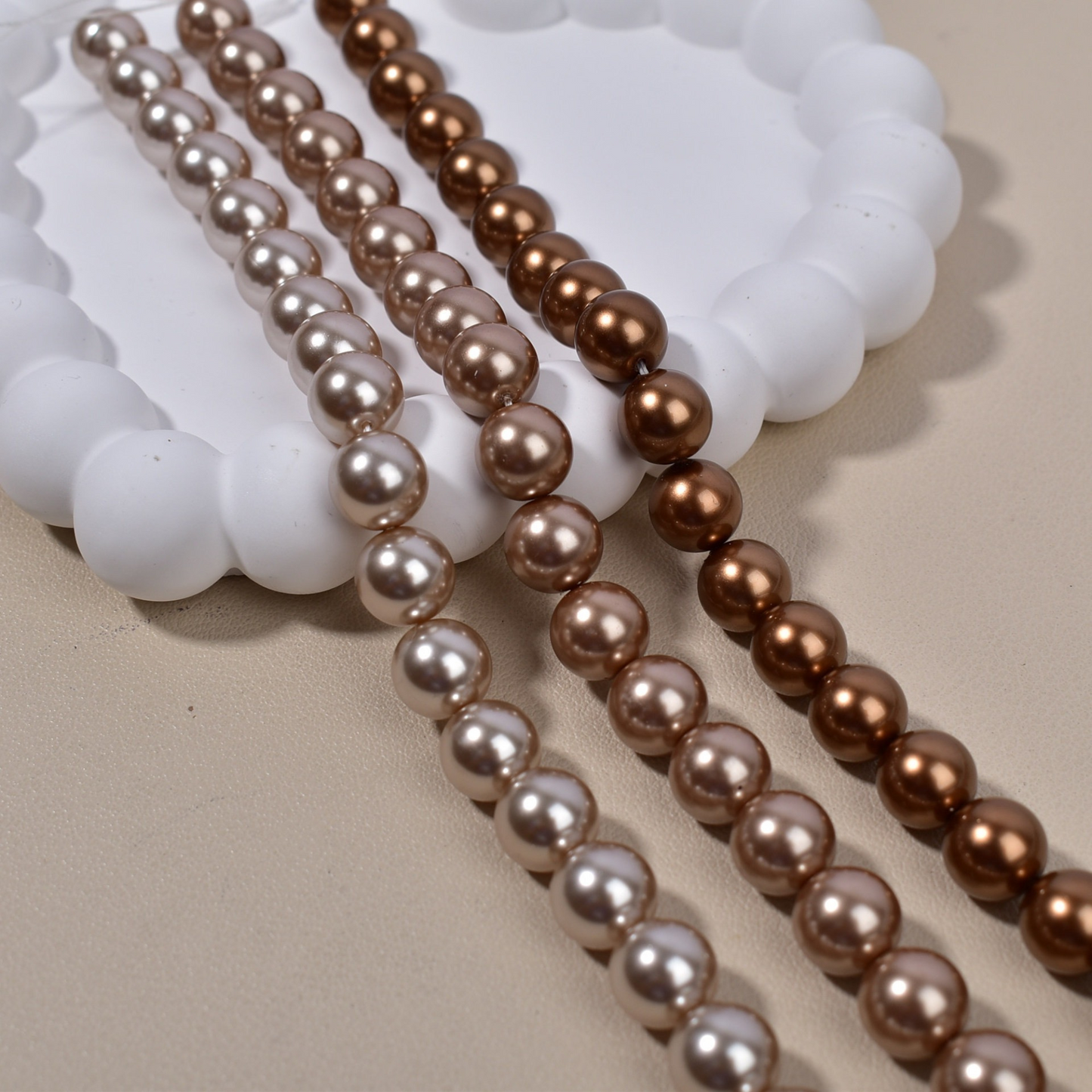 【P09】Imitation Swarovski Coffee Brown Glass Pearls – 2-8mm Round Beads | High Gloss Finish for DIY Jewelry
