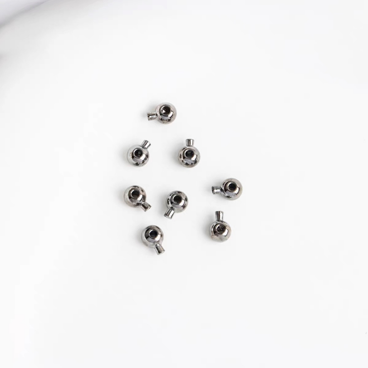 【F01】3mm Electroplated Spacer Beads – Lollipop Stopper Beads for DIY Bracelets & Necklaces | Silver / Steel / 18K / 14K Gold