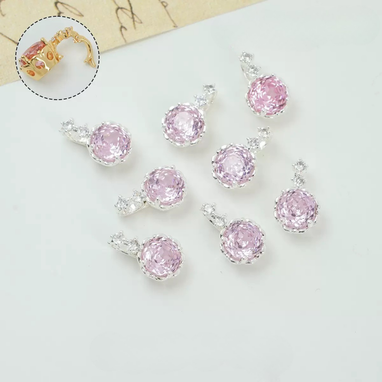 【B22】1PCS Rose-Cut Flower Clasp & Pendant | Dual Use | High-Gloss Copper DIY Jewelry Connector | 6 Colors