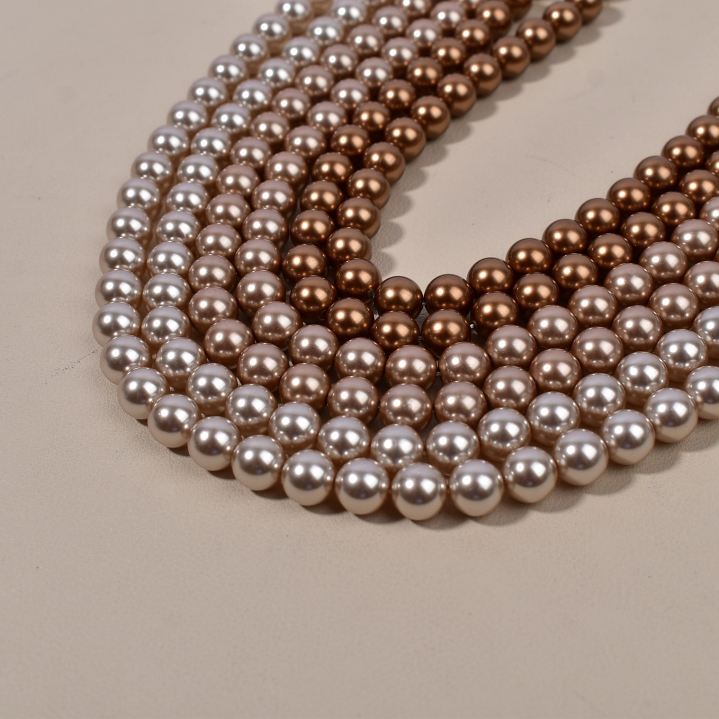 【P09】Imitation Swarovski Coffee Brown Glass Pearls – 2-8mm Round Beads | High Gloss Finish for DIY Jewelry