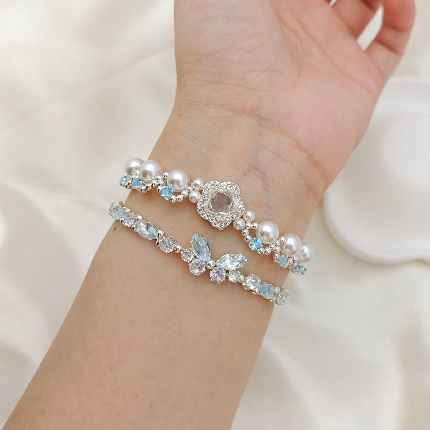 【No.50】 Star & Moon Handmade Pearl Bracelet | DIY Beading Bracelet Finished Jewelry Gift for Her
