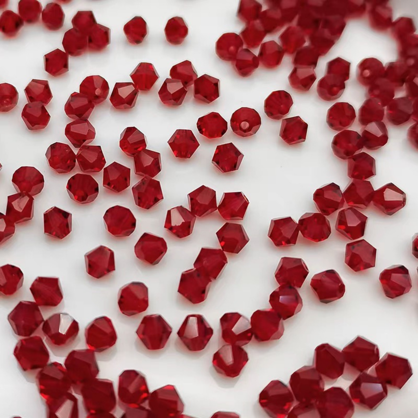 【L04】200pcs 4mm Transparent Diamond-Cut Glass Bicone Beads – Spacer Beads for DIY Bracelets & Necklaces