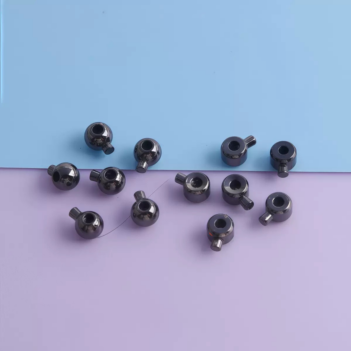 【F01】3mm Electroplated Spacer Beads – Lollipop Stopper Beads for DIY Bracelets & Necklaces | Silver / Steel / 18K / 14K Gold