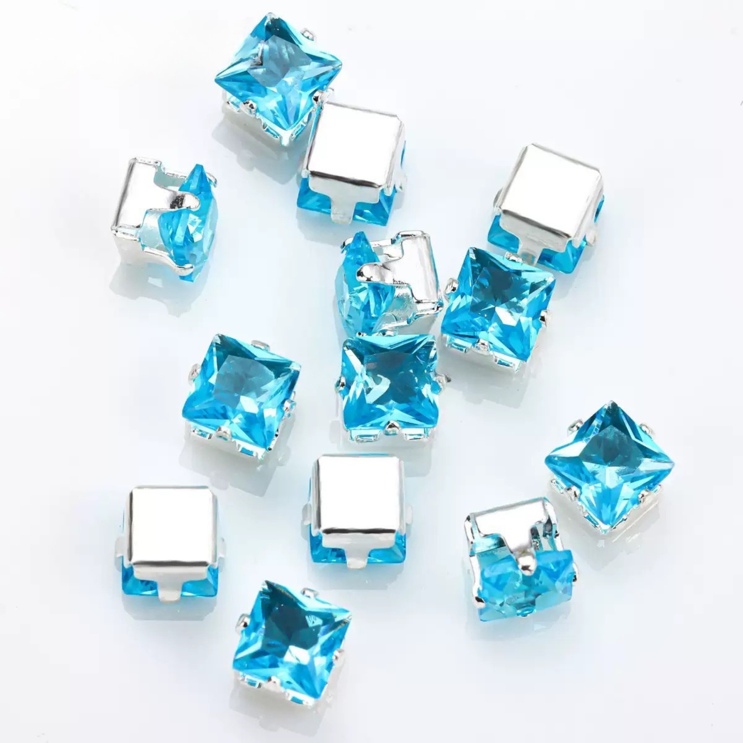 【A11】50pcs Square Zircon Beads – 5x5mm Silver-Claw DIY Spacer for Handmade Jewelry iFCraftorium