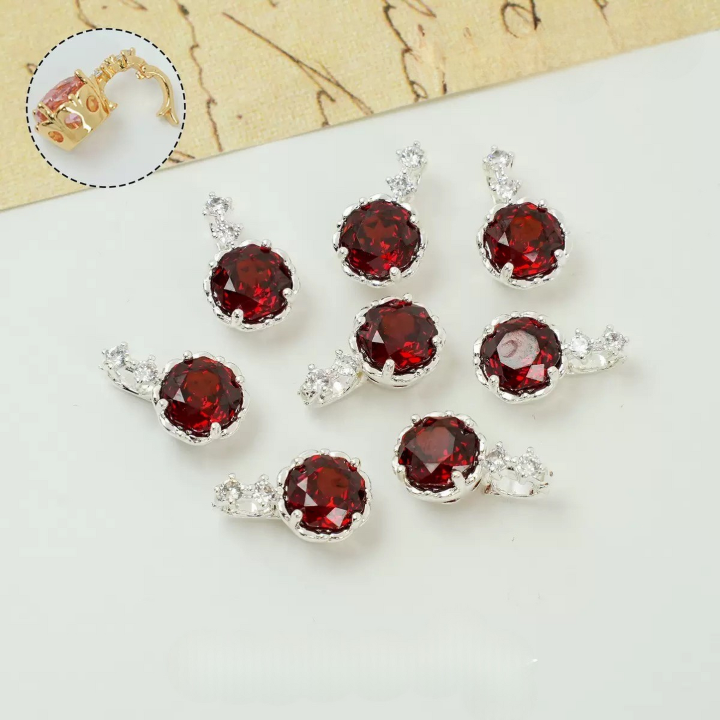 【B22】1PCS Rose-Cut Flower Clasp & Pendant | Dual Use | High-Gloss Copper DIY Jewelry Connector | 6 Colors
