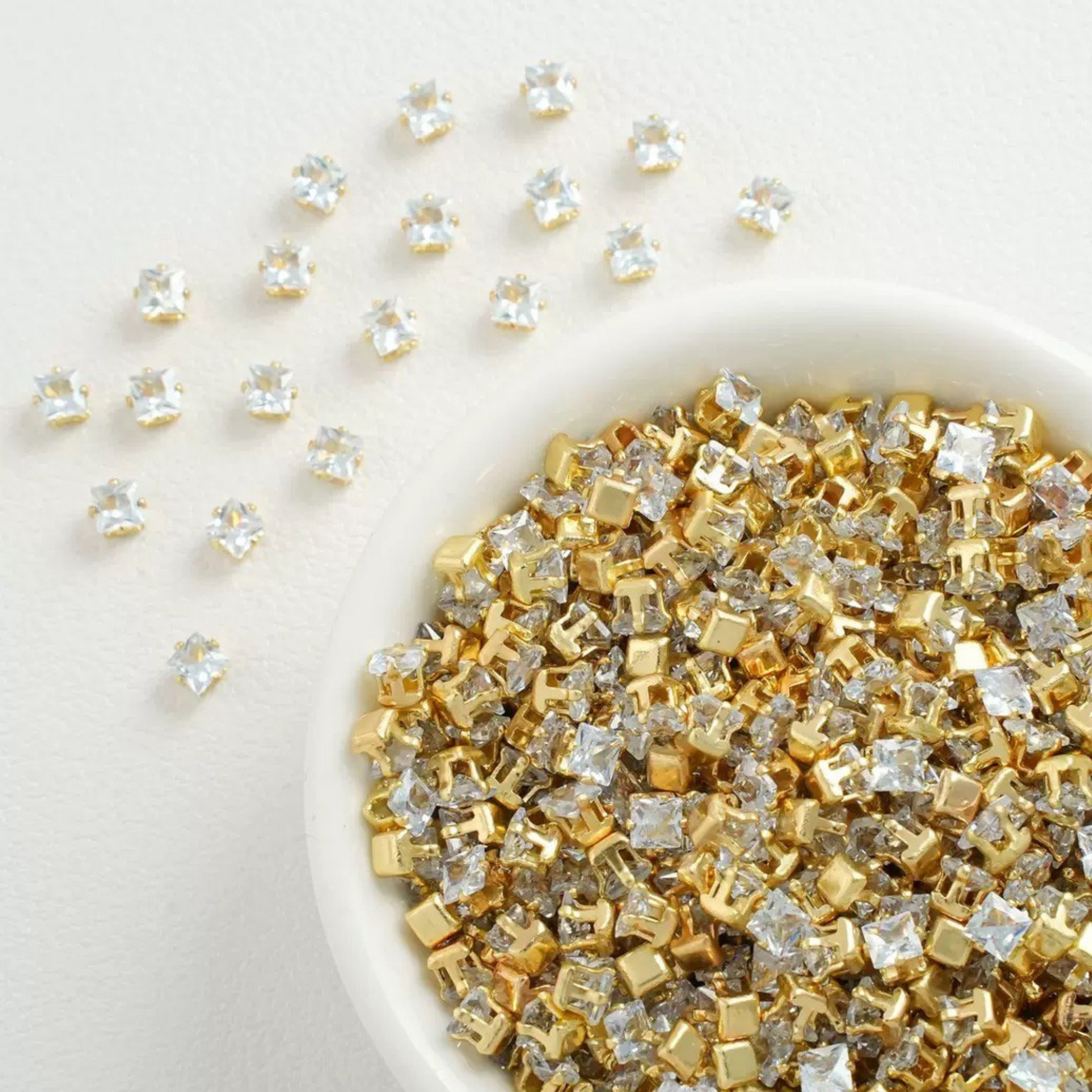 【A07】50pcs Square Zircon Beads – 3x3mm Gold-Claw DIY Spacer for Handmade Jewelry iFCraftorium