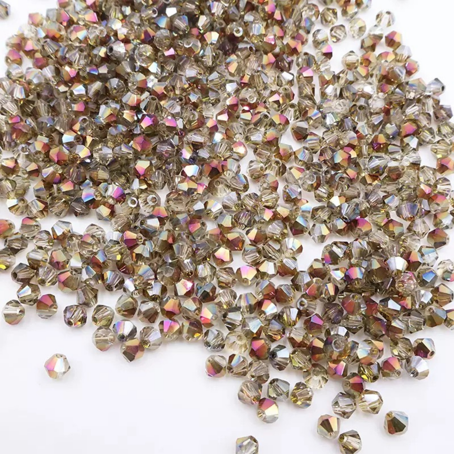 【L01】200 pcs 4mm AB Coated Diamond Glass Beads – DIY Crystal Jewelry Making Kit