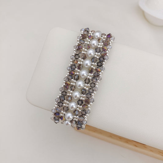 【No.170】DIY Pearl & Diamond Beaded Bracelet Kit – Full Material Pack with YouTube Tutorial