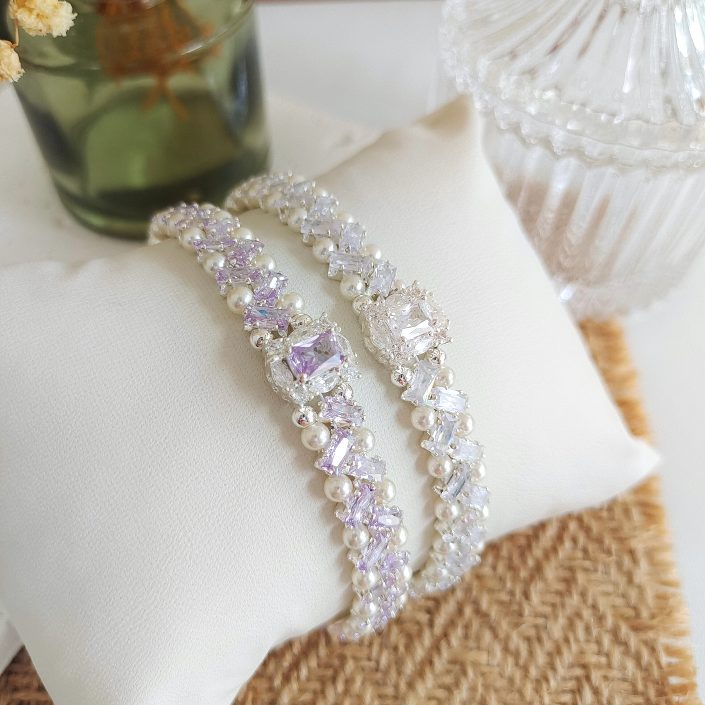 【No.40】 DIY Frozen-Inspired Elsa Plus Handmade Bracelet – Ice Blue CZ & Faux Pearls, Beaded Bracelet Ready to Wear Gift for Her