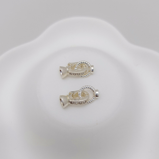 【B02】3PCS Multi-Purpose Clasp with Cord End Covers – Silver Plated, 12×6.5mm, Copper DIY Jewelry Findings