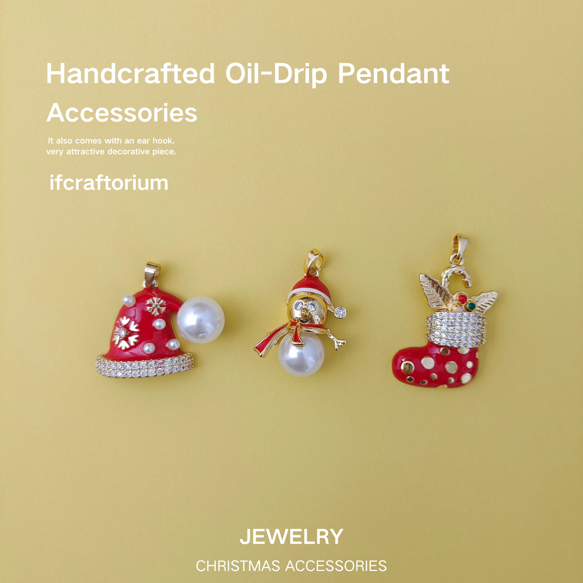 【S72】Christmas Jewelry Making Charms – Santa Socks, Snowmen, Reindeer, Bells & Christmas Trees iFCraftorium