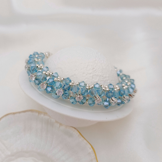 【No.123】Sunny Day Handmade Bracelet – Pearls, Diamond Beads & Cake Lobster Clasp