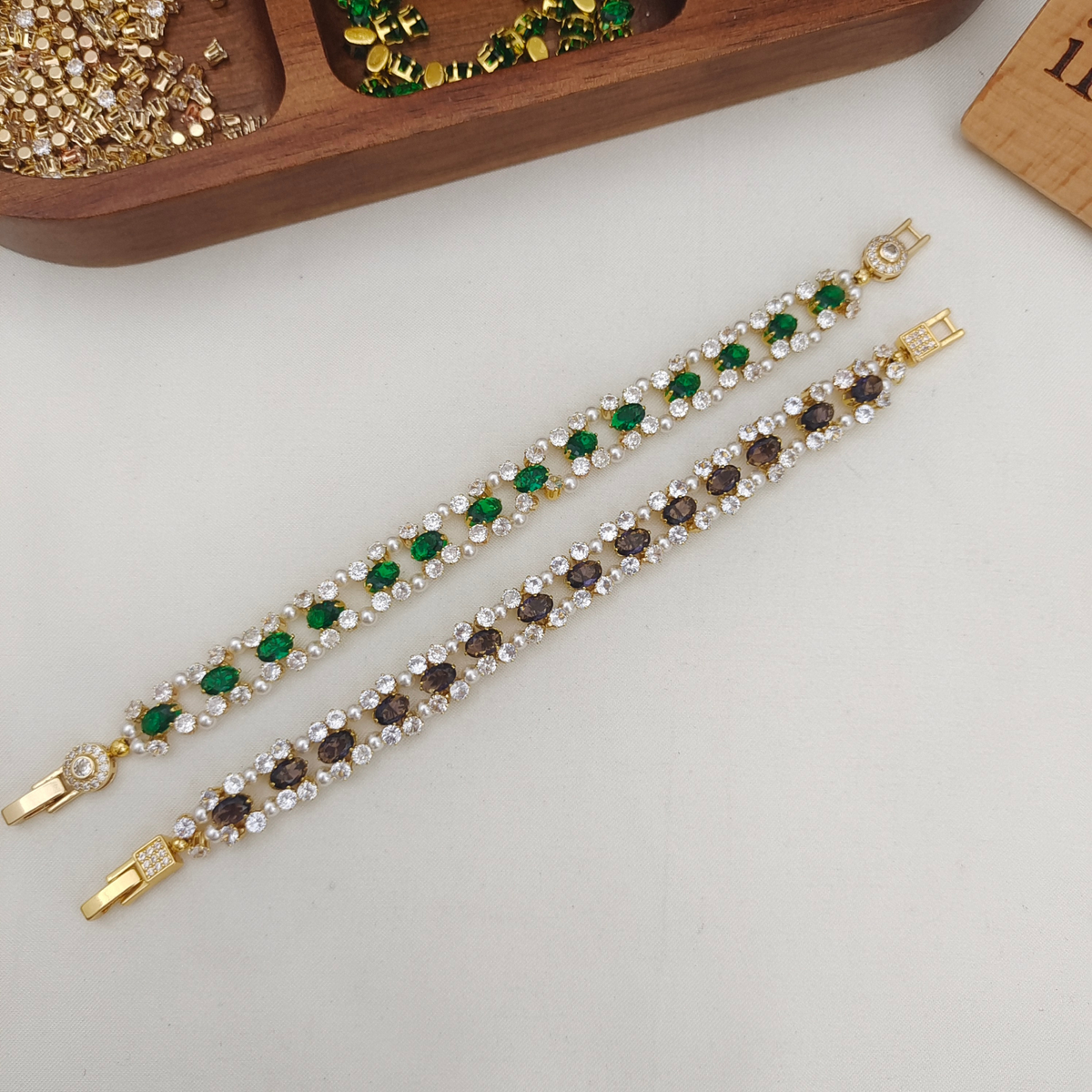 DIY Crystal Pearl Bracelet Kit – Oval Zircon & Pearl Beads Gif for Her | iFCraftorium Kit #187 iFCraftorium