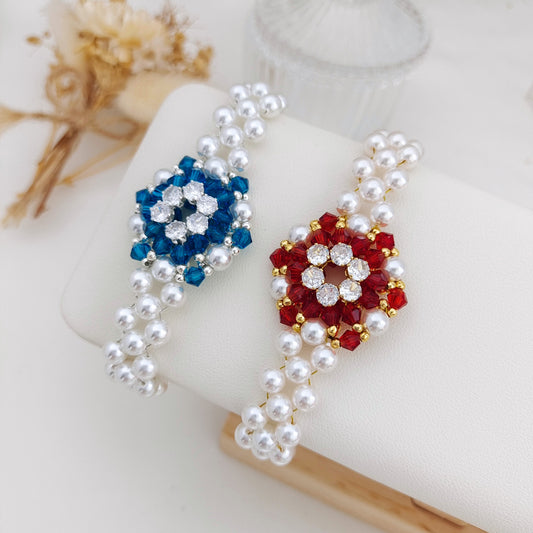 【No.178】DIY Watch Band Buckle Pearl Bracelet Kit | Handmade Daily Jewelry Gift | Crystal Zircon Craft Kit with Tutorial Kit iFCraftorium