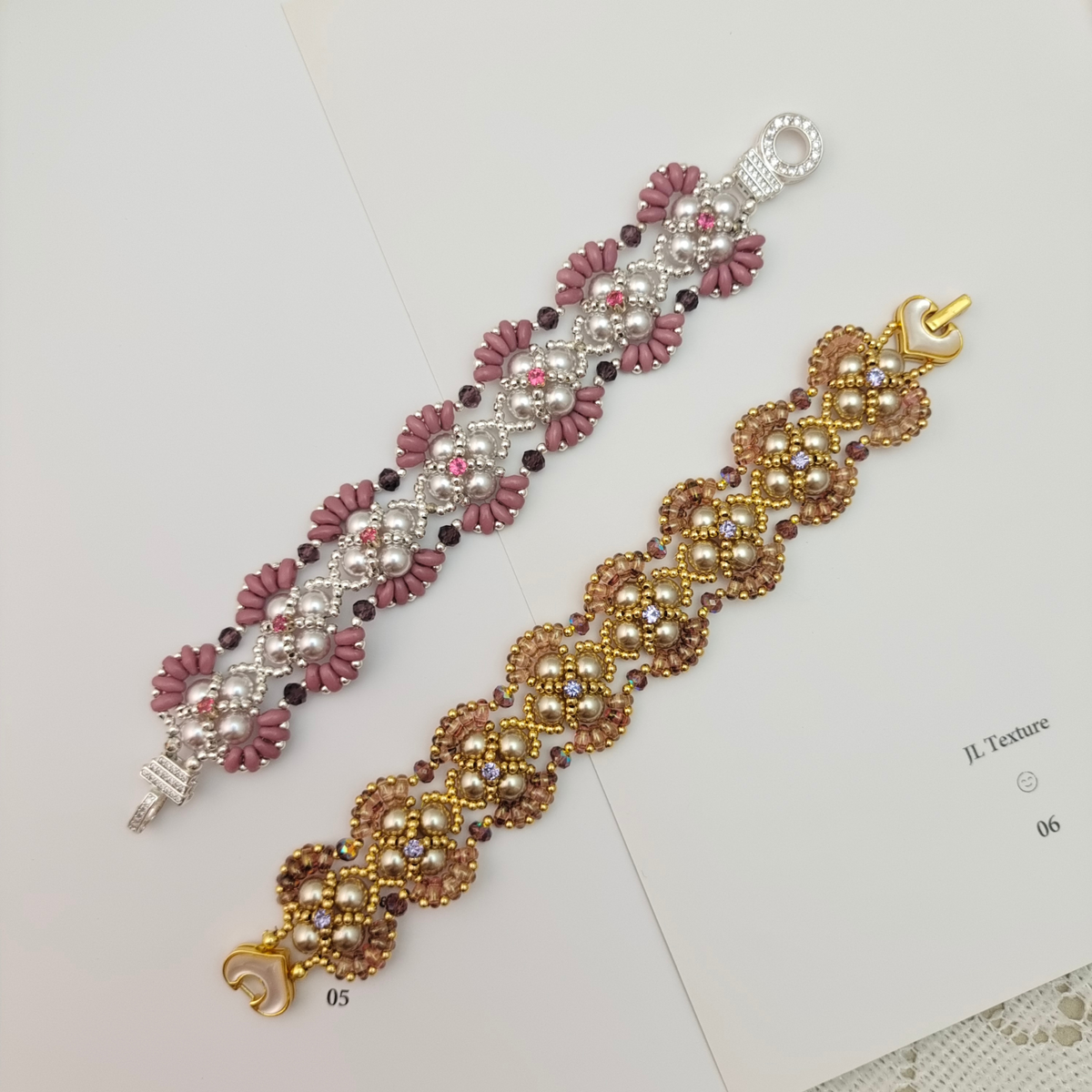 DIY Pearl Bracelet Making Kit – SuoerDuo & Rondelle Beads & Zircon Crystals Gift for Her | iFCraftorium Kit#233 iFCraftorium