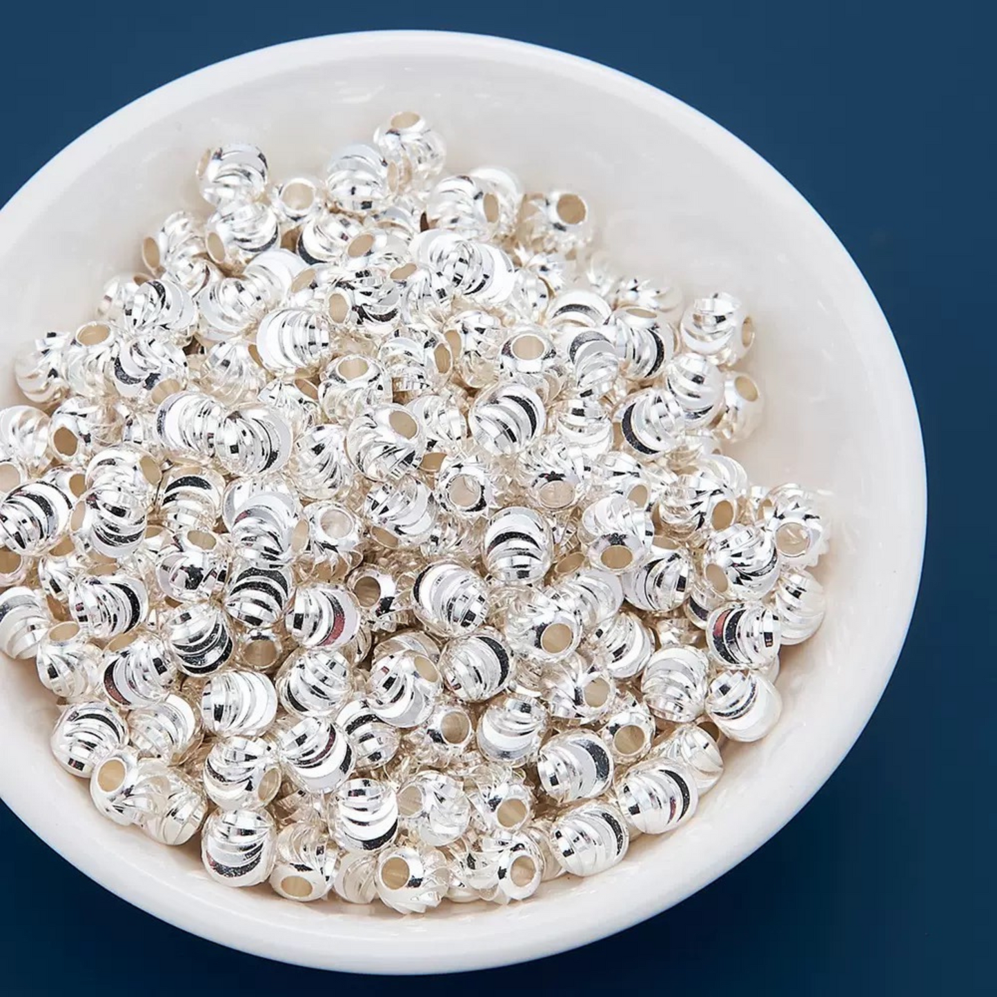 【S11】100PCS DIY Beading Supplies – Watermelon Pattern Spacer Beads, 18K Gold/Silver Plated Copper Beads for Handmade Jewelry