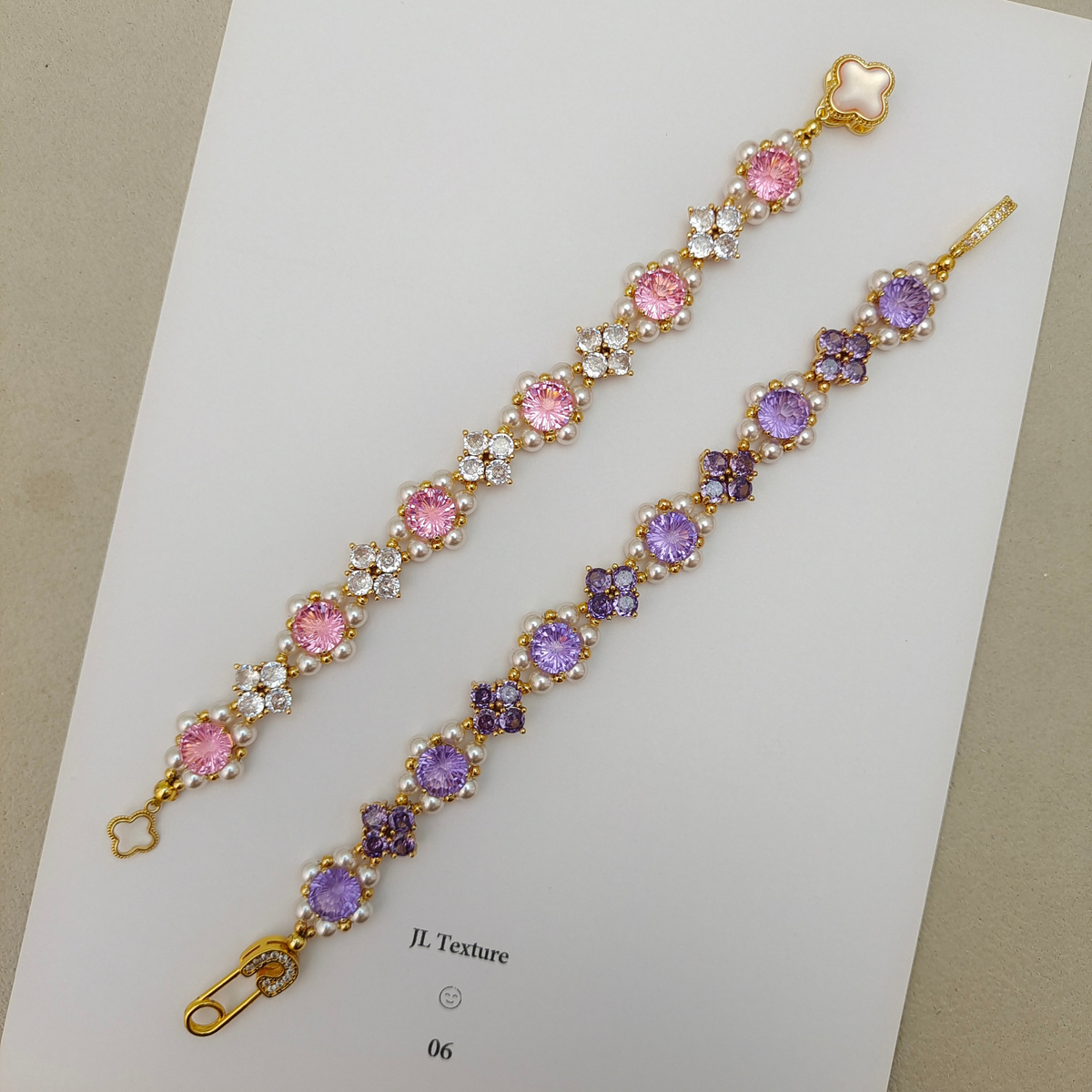 DIY Crystal Pearl Bracelet Making Kit – 8mm Firework-Cut Zircon & 4mm Pearls | iFCraftorium Kit #271 iFCraftorium