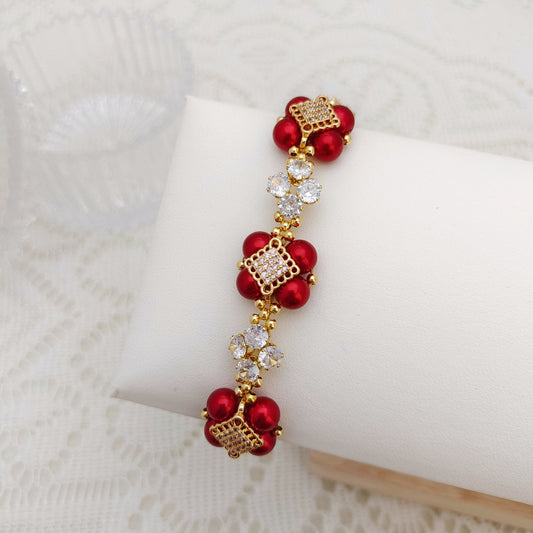 【No.135】Make Bracelets Kit Christmas Pearl | Complete Jewelry Making Set with Pearls, CZ Beads & Knot Spacers iFCraftorium