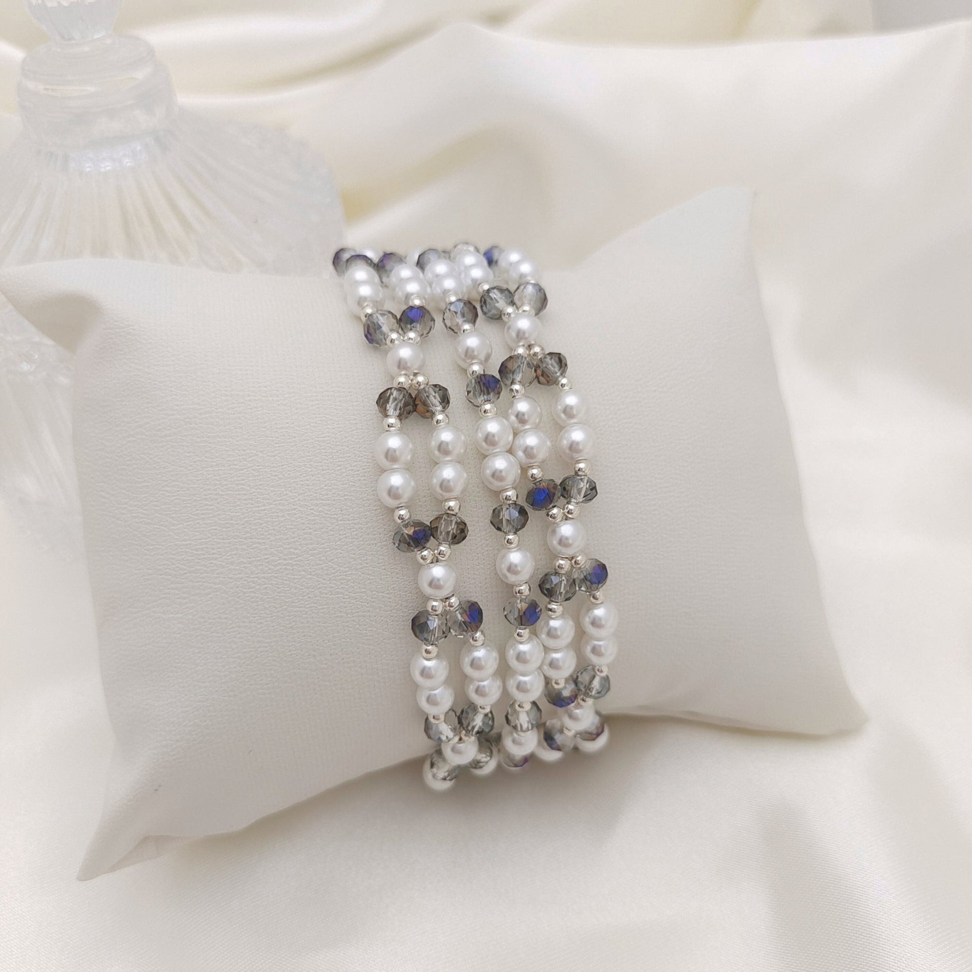 【No.131】DIY Bracelet Kit – “Five-Row Pearl Elegance” Beading Set | 4mm Pearls, Wheel Beads, 5-Row Magnetic Clasp | Complete Tutorial Included iFCraftorium