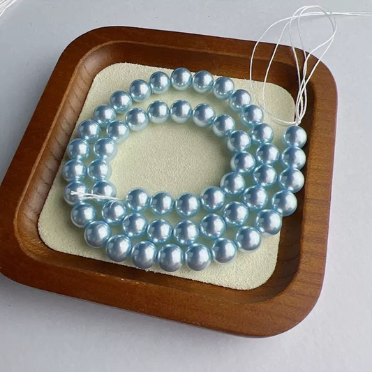 【P06】Imitation Swarovski 302 Light Blue Pearls | 3–8mm Round Glass Beads | High-Luster | DIY Jewelry Beading Supplies