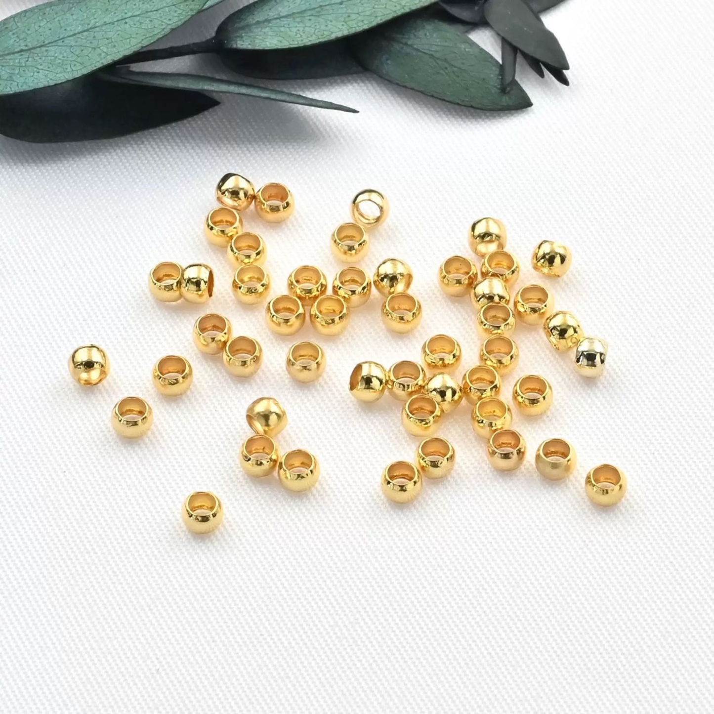 【S22】DIY Crimp Beads Clip Flat | 18K Gold / Silver Plated High-Gloss Beads | Handmade Jewelry End Beads for Bracelet & Necklace Making iFCraftorium