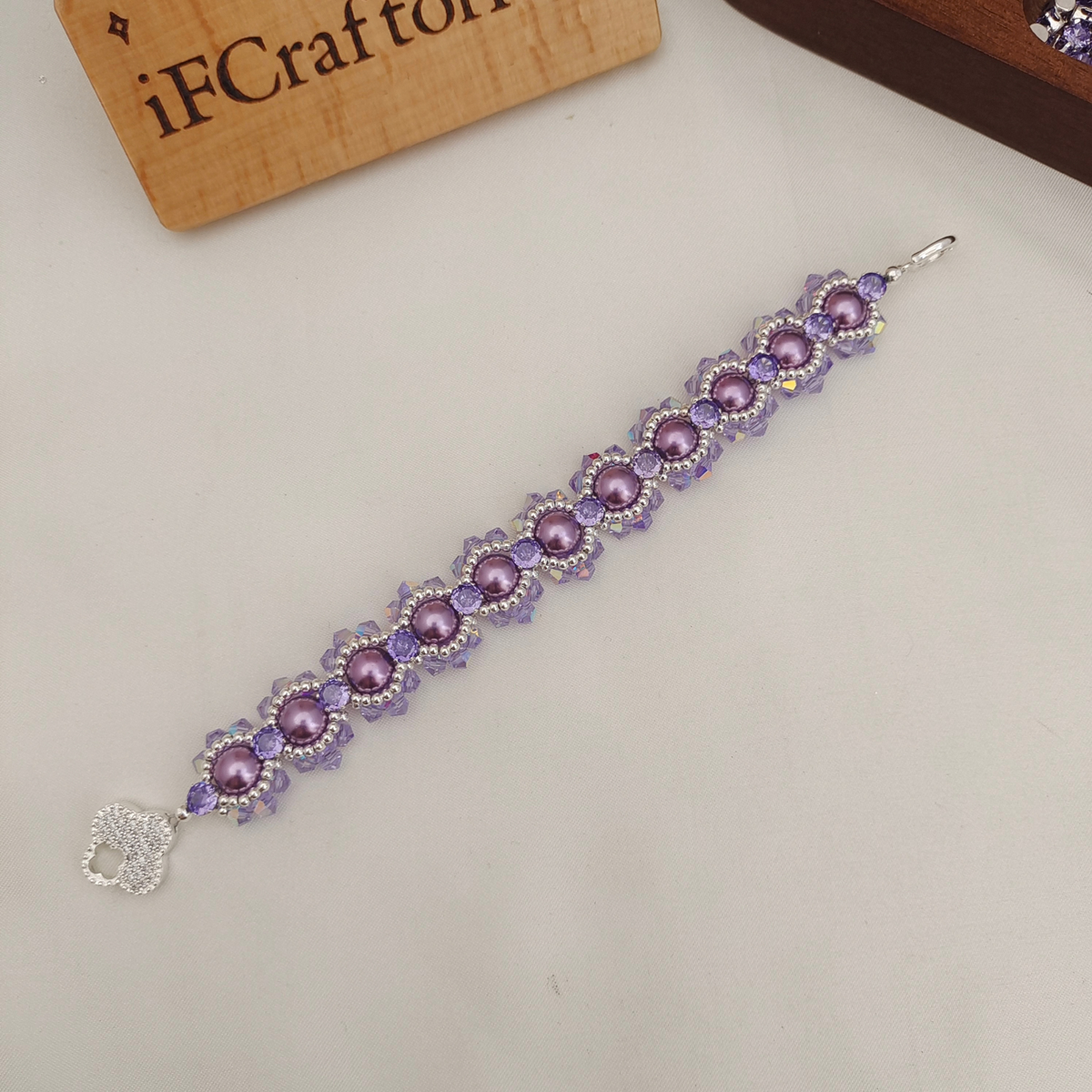 DIY Pearl Bracelet Making Kit – Purple Pearls & Crystal Beads | Beginner Friendly Christmas Gift Kit#189 iFCraftorium