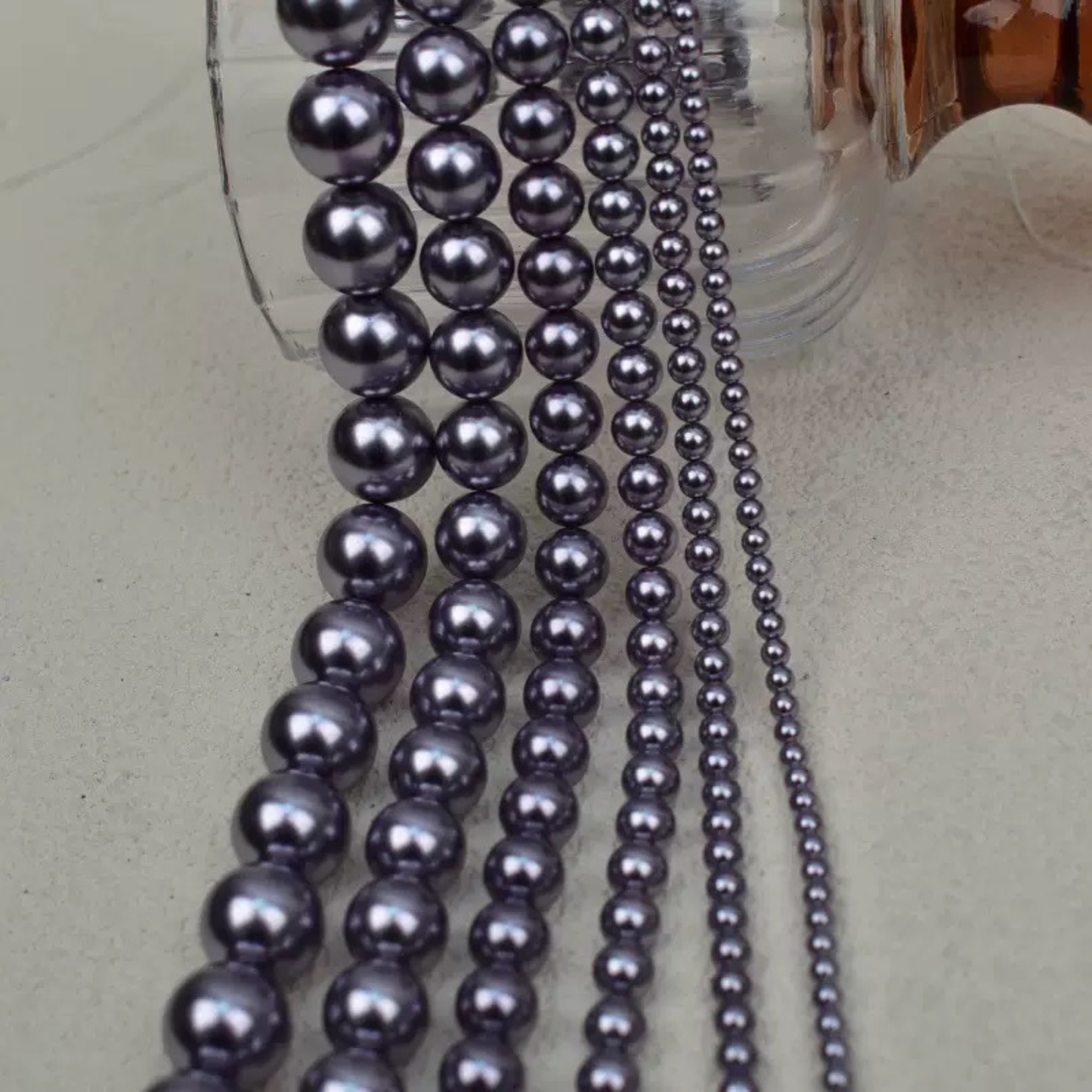 【P19】Black Purple Glass Pearl Beads – 3–8mm Round High Shine | Beads for Bracelets DIY iFCraftorium