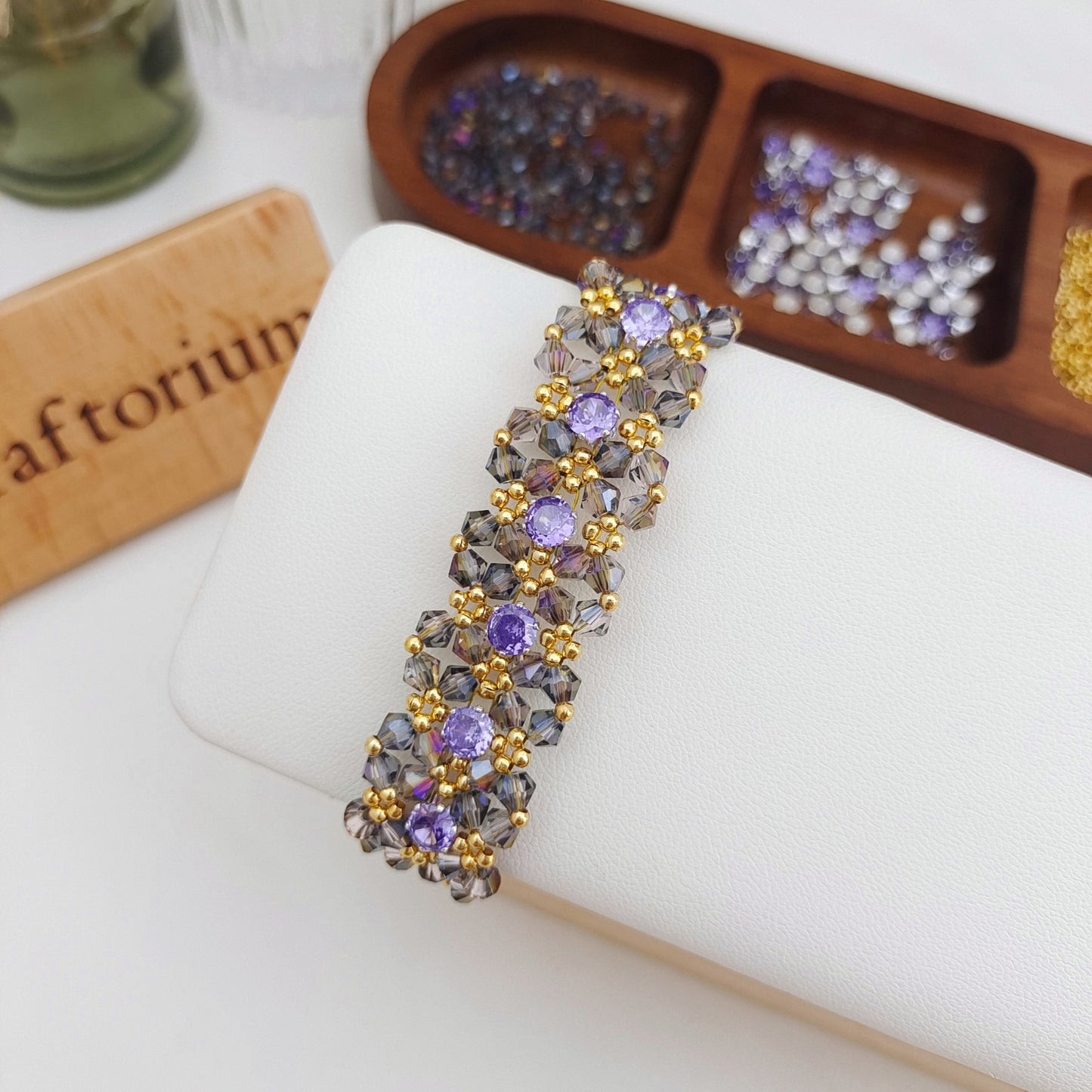 DIY Double Row Crystal Bracelet Kit | Zircon Beads + Full Tutorial 【No.179】 iFCraftorium
