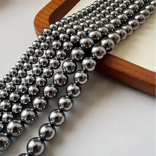 【P16】DIY Beads | Tahitian Black Imitation Pearl Beads 3-8mm | High Luster Glass Round Beads for Jewelry Making