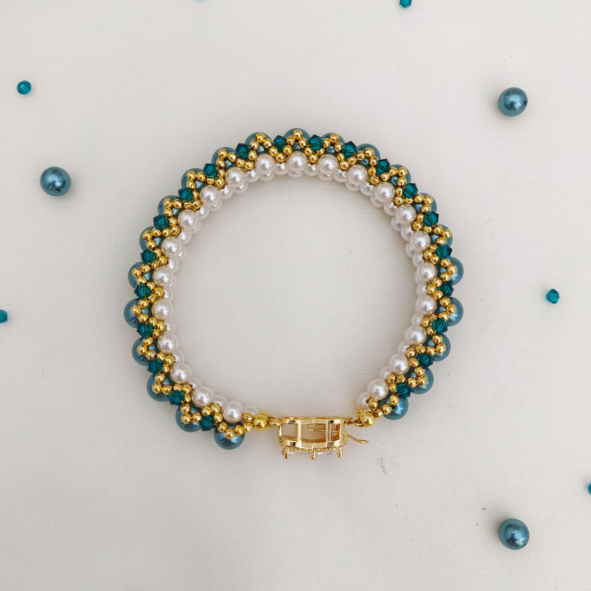 DIY Pearl Bangle Bracelet Kit – Pearl & Crystal Beads | iFCraftorium Christmas Gift Kit#184 iFCraftorium
