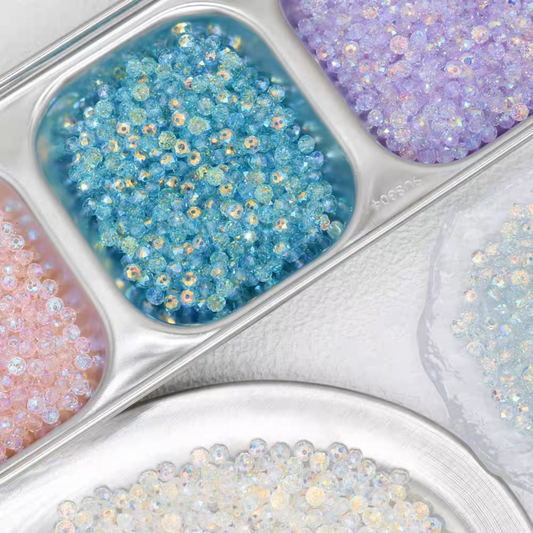【L09】100PCS DIY Crystal Beads – 4mm AB Shiny Rondelle Wheel Beads, Imitation Swarovski Glass Beads for Handmade Jewelry Making (Bracelets & Necklaces)