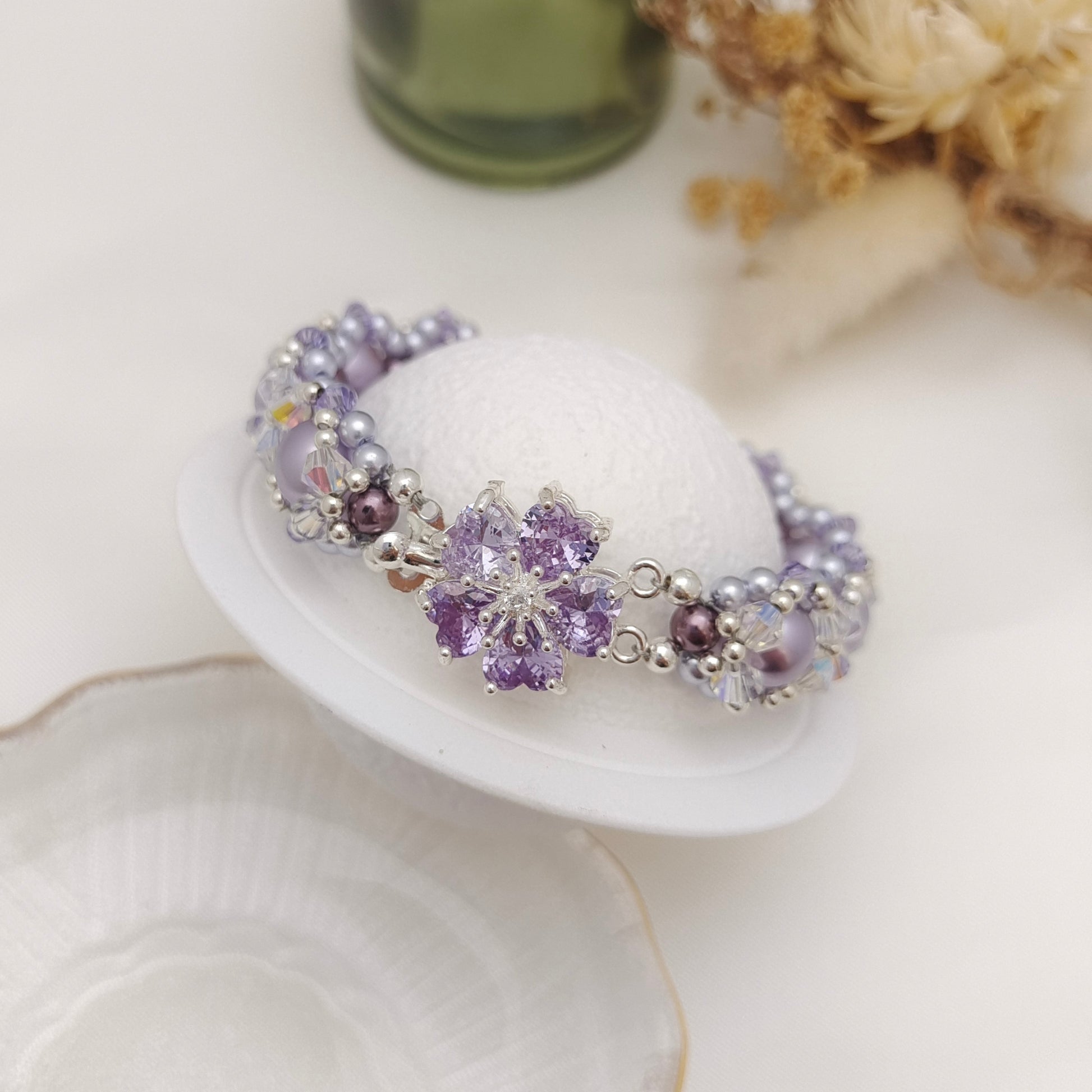 【No.142】Bracelet DIY Kit-Snow Lotus Pearl Beaded Bracelet | Handmade Jewelry Gift | Elegant Layered Design | Beading Materials + Full Tutorial iFCraftorium