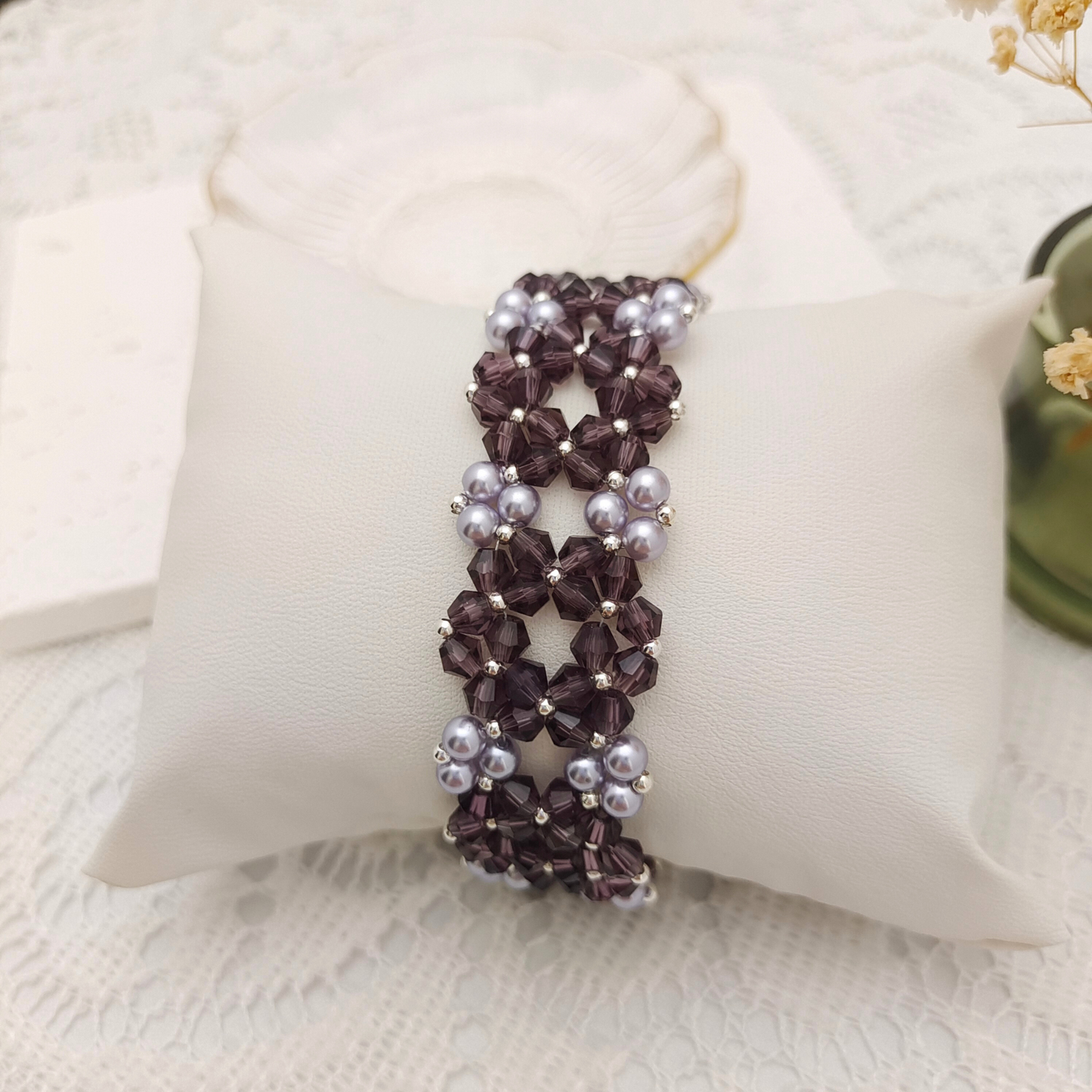 【No.94】DIY Provence Bracelet Making Kit with Lavender Pearls & Beads | Full Tutorial Included