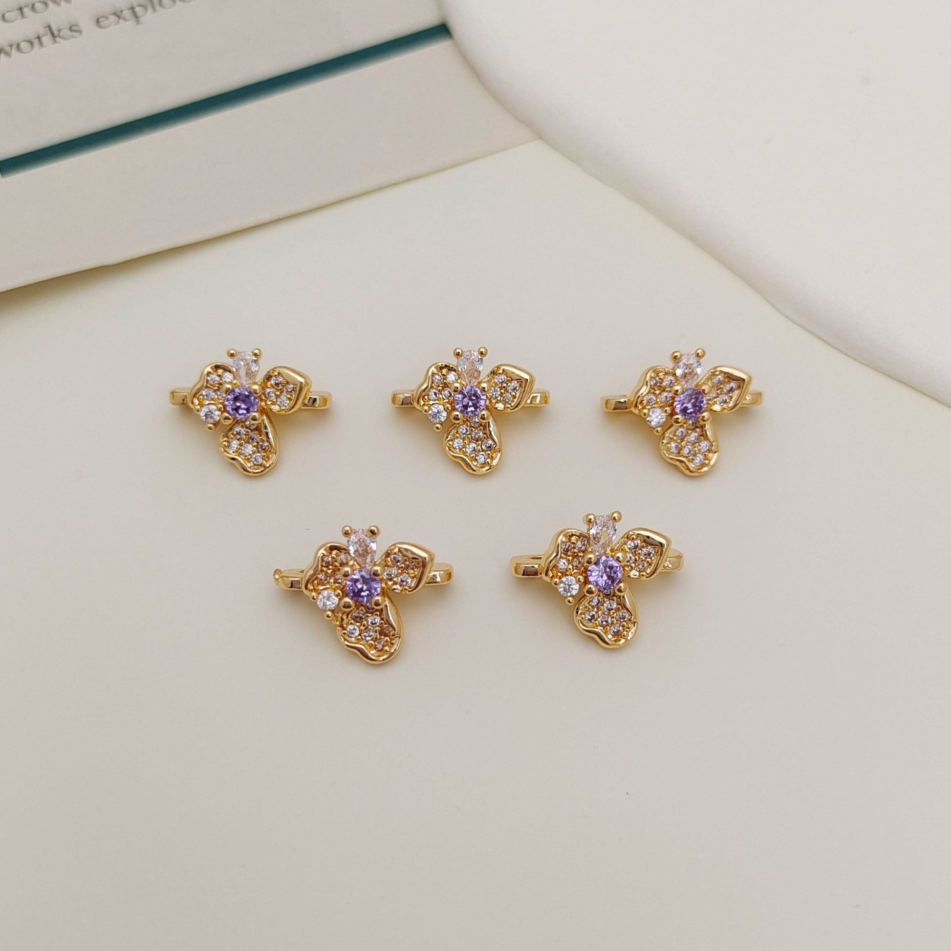 【S21】10PCS Flower 3-Hole Spacer Bead – Gold Plated Copper DIY Jewelry Findings iFCraftorium