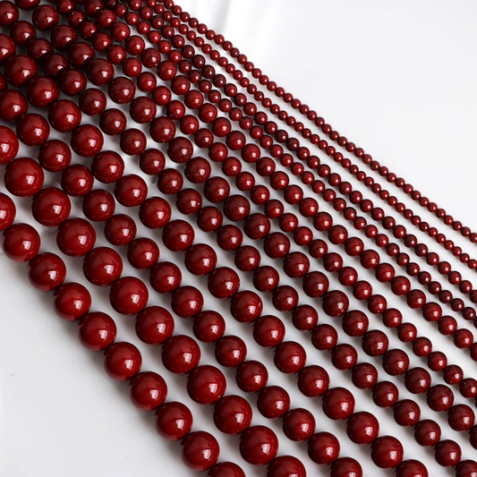 【P15】DIY Beads – Imitation Swarovski Dark Red | 3–8mm Round Glossy Glass Beads | Jewelry Making Supplies