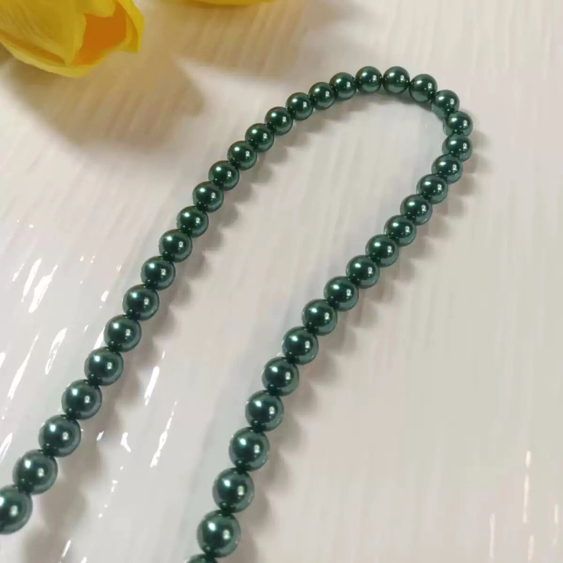 【P17】Peacock Green Glass Pearl Beads 4/6/8mm | Beads for Bracelets iFCraftorium