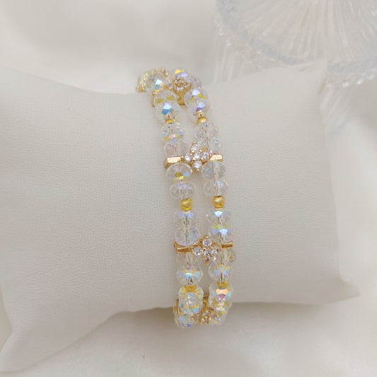 【No.129】DIY Bracelet Kit – Crystal Palace Beading Set with Wheel Beads, Cat Eye Beads & Peacock Clasp | Tutorial Included iFCraftorium