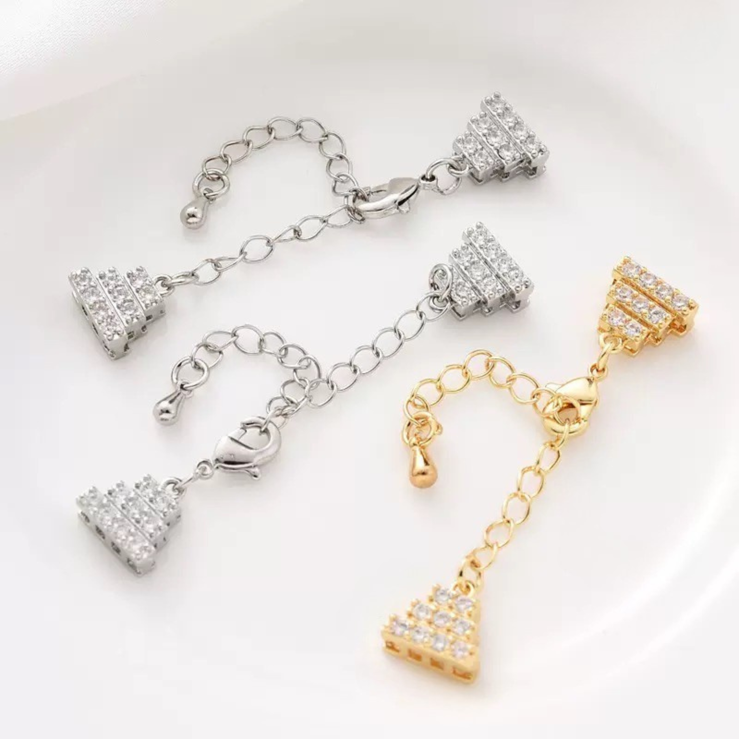 【B43】DIY Jewelry Clasp – Cake Lobster Clasp with Extension Chain | Adjustable | 18K Gold/Silver Plated