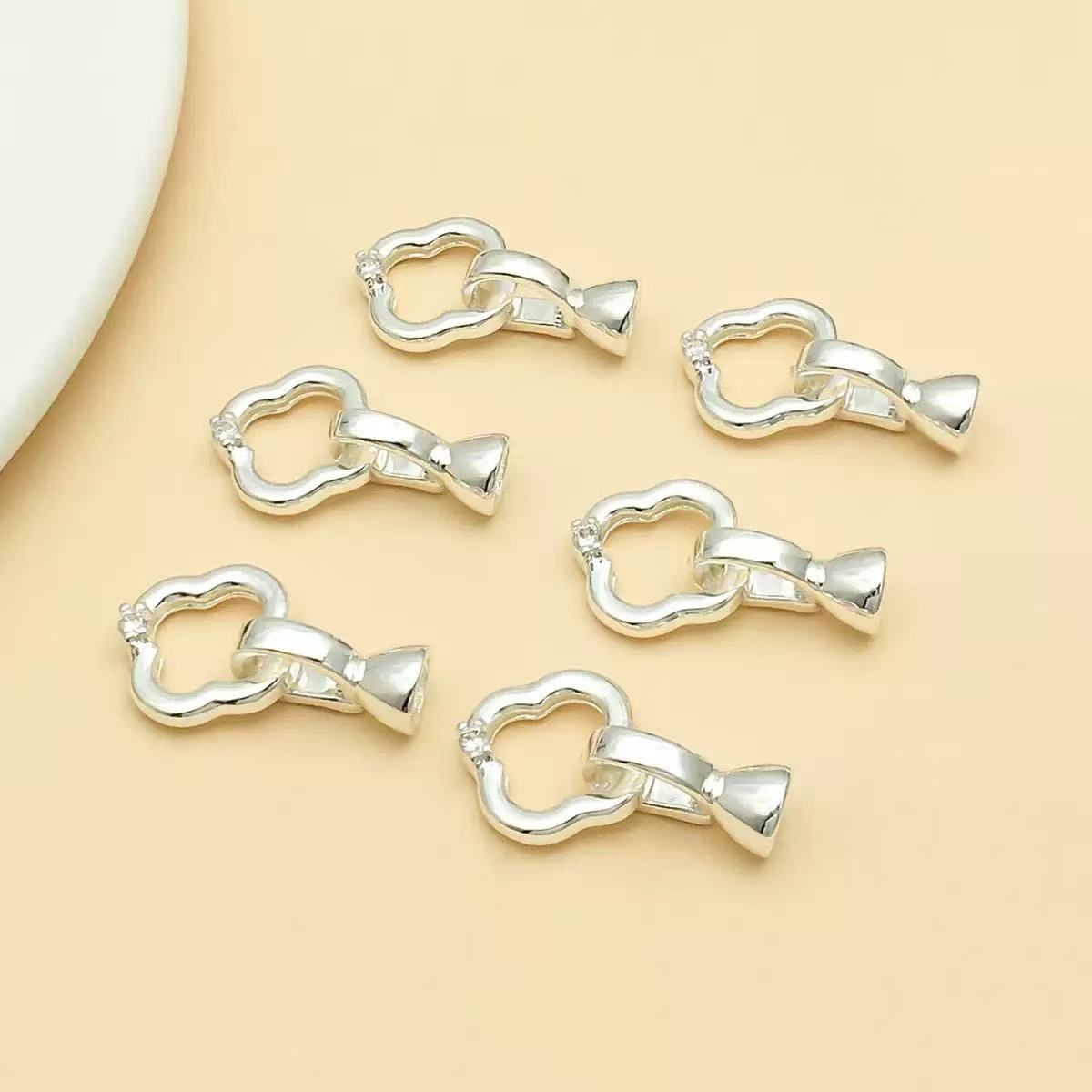 【B21】2PCS Four-Leaf Clover End Clasp – Full Rhinestone | 23×14mm Copper DIY Jewelry Connector